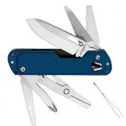 Leatherman FREE T4 Multi-Purpose Tool 832877, 12 Tools, Navy Stainless Steel and GFN Handles