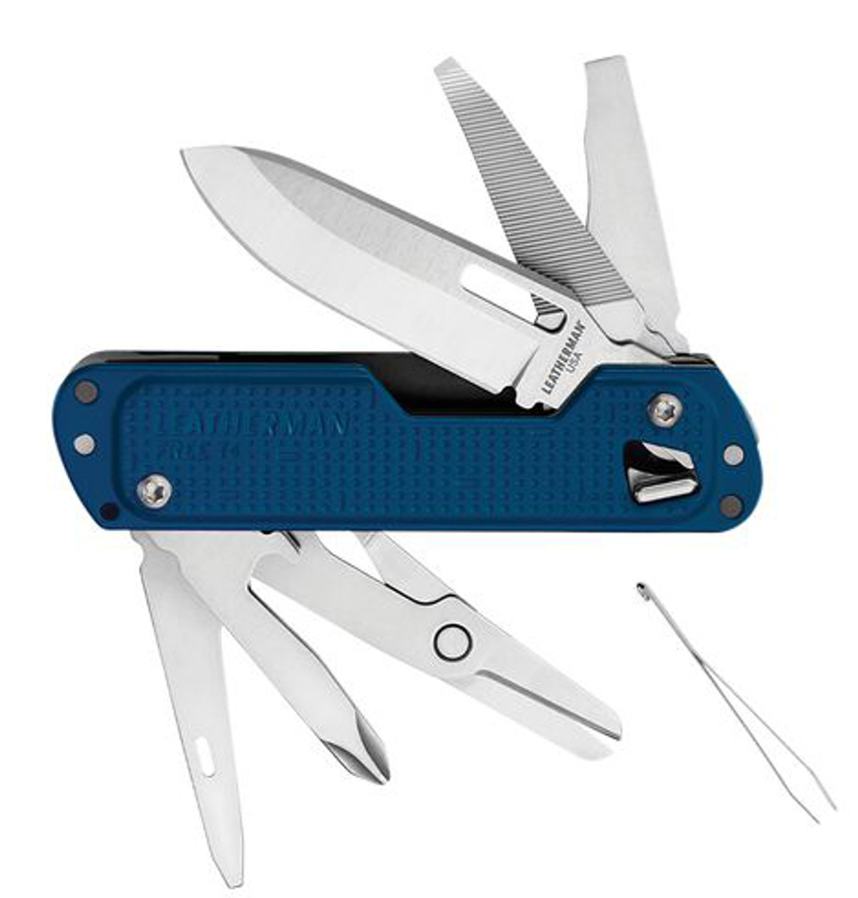 Leatherman FREE T4 Multi-Purpose Tool 832877, 12 Tools, Navy Stainless Steel and GFN Handles