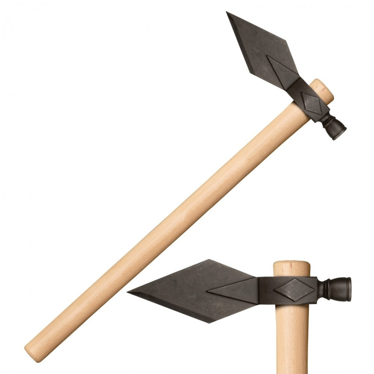 Cold Steel Diamond Spontoon Hawk CS90AWD, 22" Overall Drop Forged 1055 Carbon, American Hickory Handle