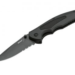 Boker Plus Gemini NGA BOP01BO503, 3.5" D2 Black Combo Blade, Black FRN Handles