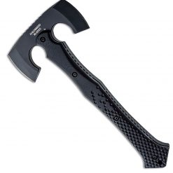 Halfbreed Blades Compact Battle Axe Black CBA-01, 12.59" Overall Black Teflon Coated K110 D2 Axe, Black G-10 Handle, Black Molded Kydex Sheath