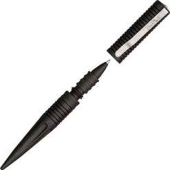 Benchmark Black Tactical Pen, Black Aluminum, Blue Ink