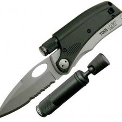 Tool Logic SLPro Series 1 Silver Serrated Blade w/LED Flashlight with Magnetic Base & Whistle