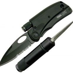 Tool Logic SLPro 3 Series Black Serrated Blade w/LED Flashlight & Diamond Sharpener