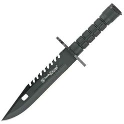 S&W Special Ops Bayonet, Black coated 7 3/4" stainless blade with sawback.
