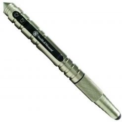 S&W Tactical Stylus Pen. 5 1/2" overall. Grooved silver finish