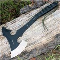 TOPS Knives VI AX, Polished Blade, Black Handles O-Rings, Black Leather Sheath